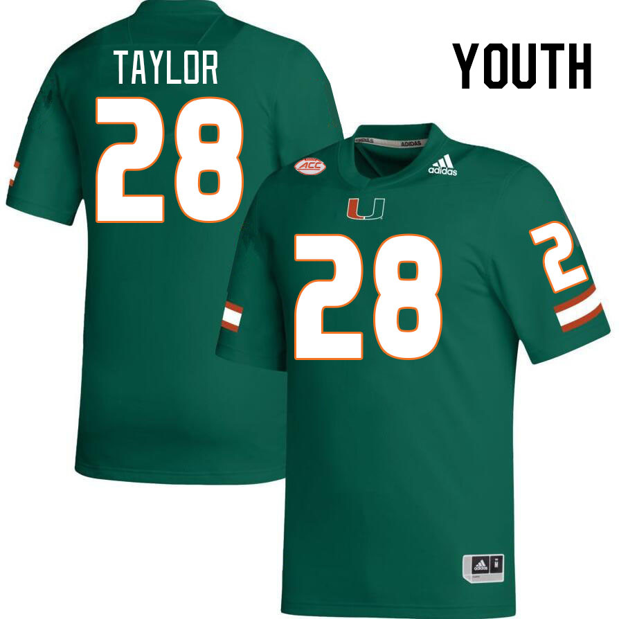 Youth #28 Isaiah Taylor Miami Hurricanes College Football Jerseys Stitched-Green